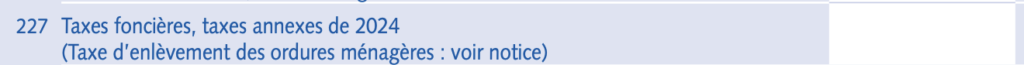 Aide à la déclaration 2044 - case 227 taxe foncière