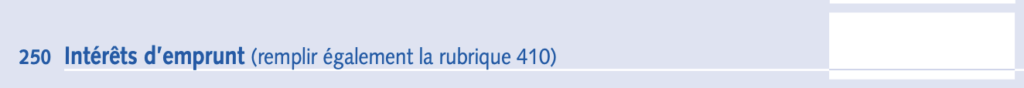 Aide à la déclaration 2044 - case 250 intérêts d'emprunt