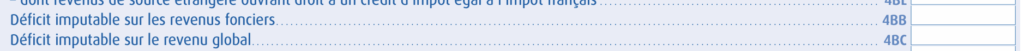 Aide à la déclaration 2042 - case 4BB et 4BC déficit imputable sur les revenus fonciers, déficit imputable sur le revenu global