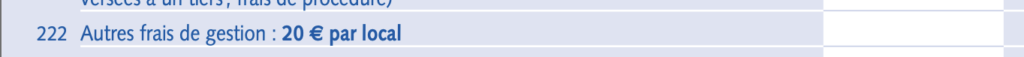 Aide à la déclaration 2044 - case 222 autres frais de gestion : 20€ par local