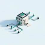 Illustration isométrique d’une transmission patrimoniale après 70 ans avec immobilier, donation et assurance-vie - Rentilot